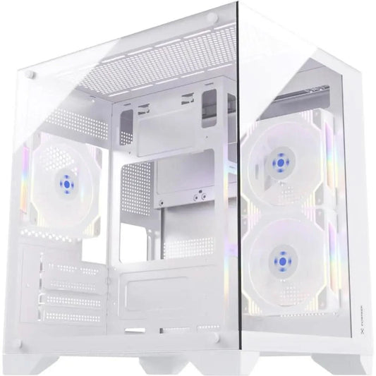 Gaming-Gehäuse Fortrek Clarity, Mid Tower, gehärtetes Glas, MATX, Weiß, ohne Netzteil, ohne Lüfter