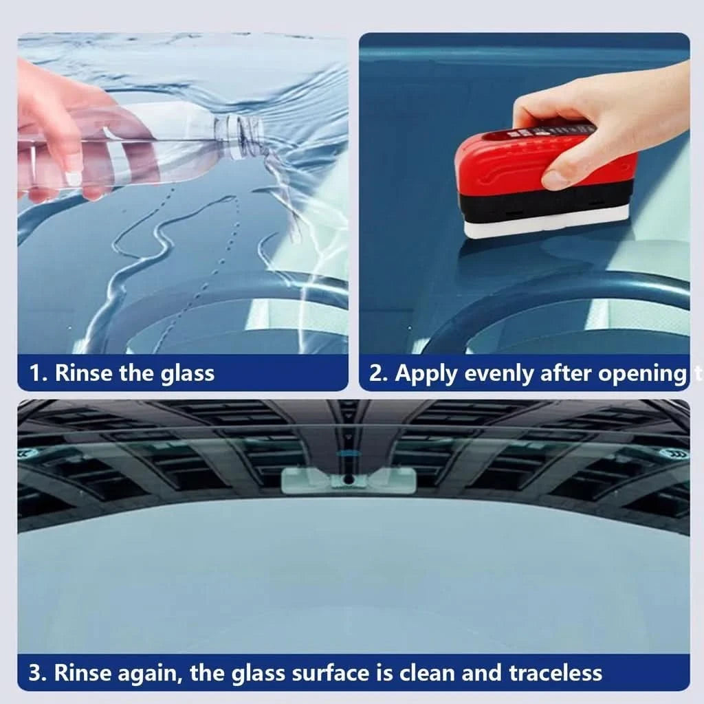 Car Glass Oil Film Cleaning Brush Remover With Sponge Towel 120ml 2024
