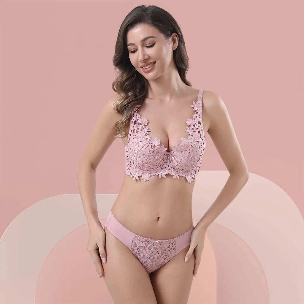 Z&D Lingerie Conjunto Com Renda Com Bojo e Aro 6681