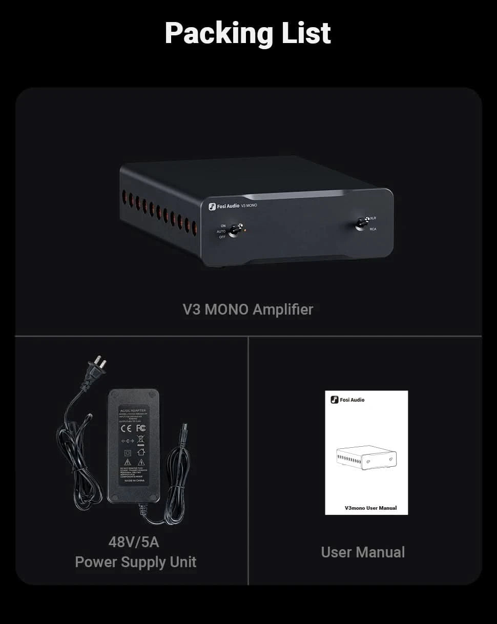Fosi Audio V3 Mono Power Amplifier TPA3255 240W Subwoofer Amplifier PFFB Class D Mini HIFI Amp For Home