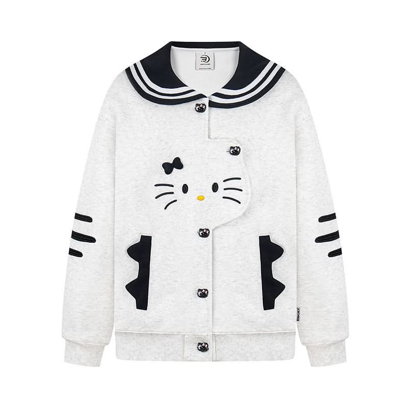 Cat Navy Collar Jacket for Women Spring Casual Soft Girl Stylish Hoodie Coat