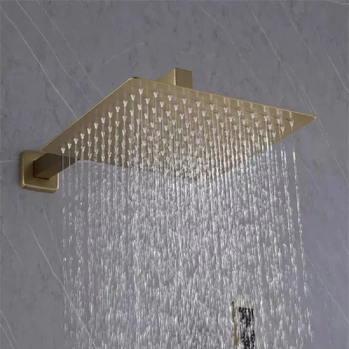 20cm Square Inox Shower Kit With Full Manual Shiny Golden Dc-7017d