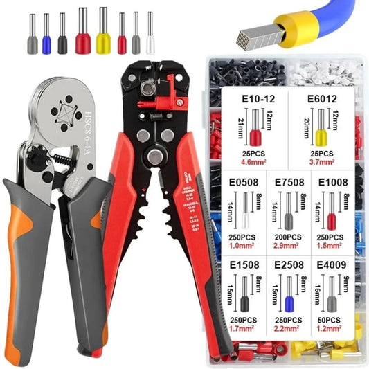 Crimpzangen-Set + 1300 Aderendhülsen + Abisolierzange bis 10mm²