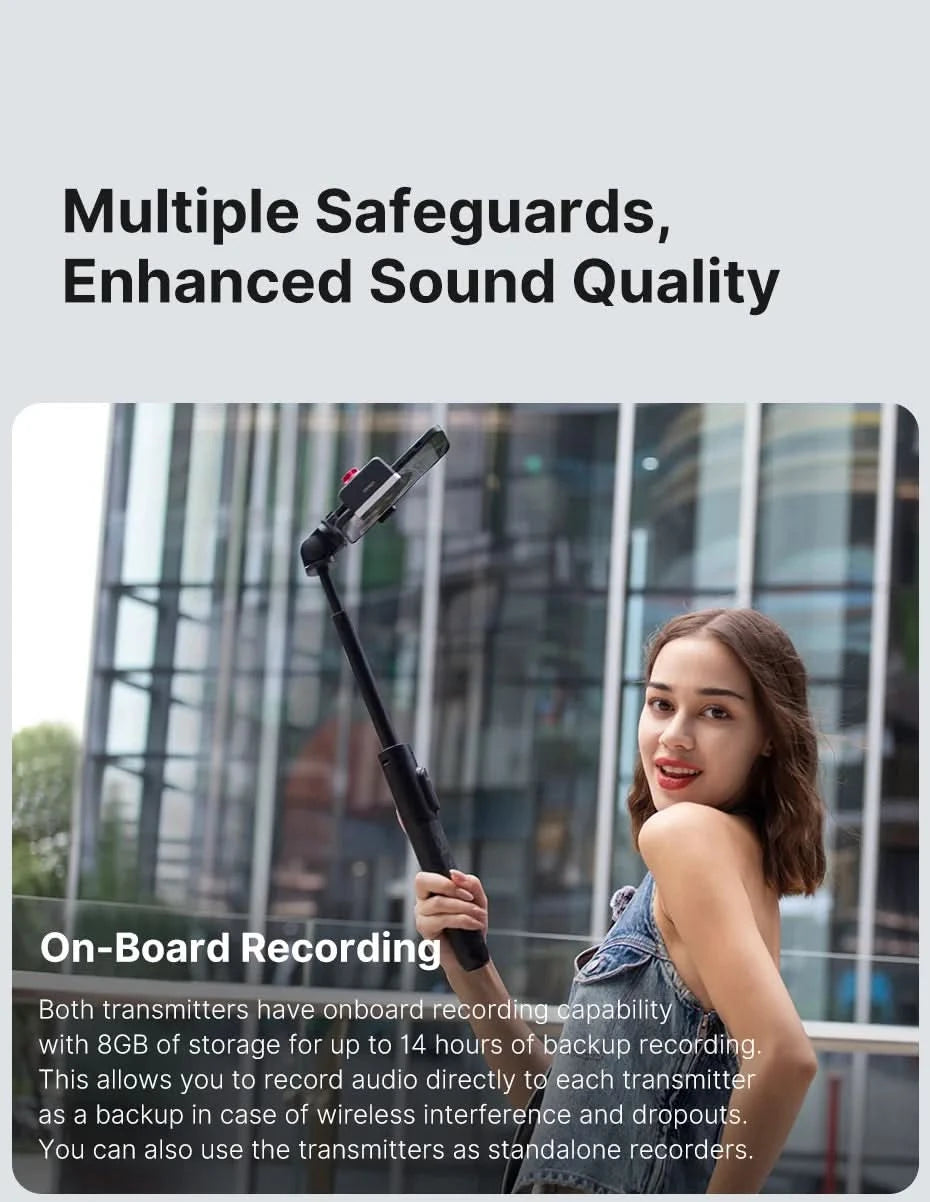Ulanzi AM18 U-Mic 2.4G Stereo Wireless Microphone 100m Pickup 20+H Dual-Channel Recording for DSLR IOS Android PC Live Interview
