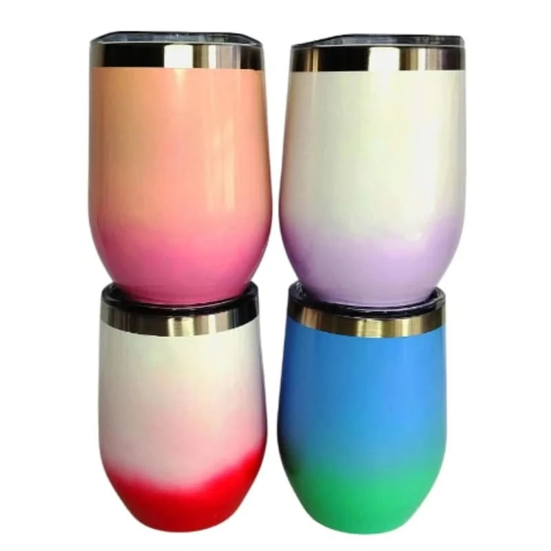 Copo Cuia Térmica 350ml Em Inox Com Tampa Acrílica, Duas Cores