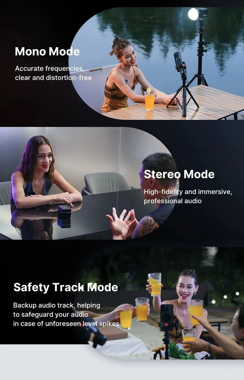 Ulanzi AM18 U-Mic 2.4G Stereo Wireless Microphone 100m Pickup 20+H Dual-Channel Recording for DSLR IOS Android PC Live Interview