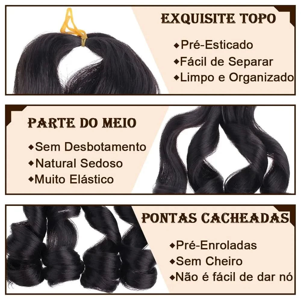 Cabelo Jumbo Boho Curl French Braids Para Crochet Braids Cabelo Jumbo Cacheado Fibra Orgânica de Alta Qualidade 400g 65cm BOHO