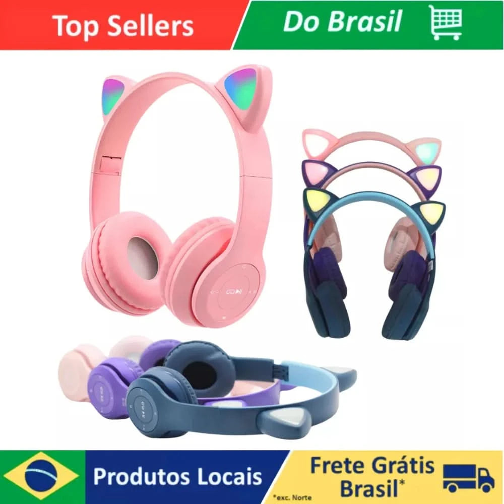 Bluetooth Kitten Ear Headset Led Boy Girl Varied Colors