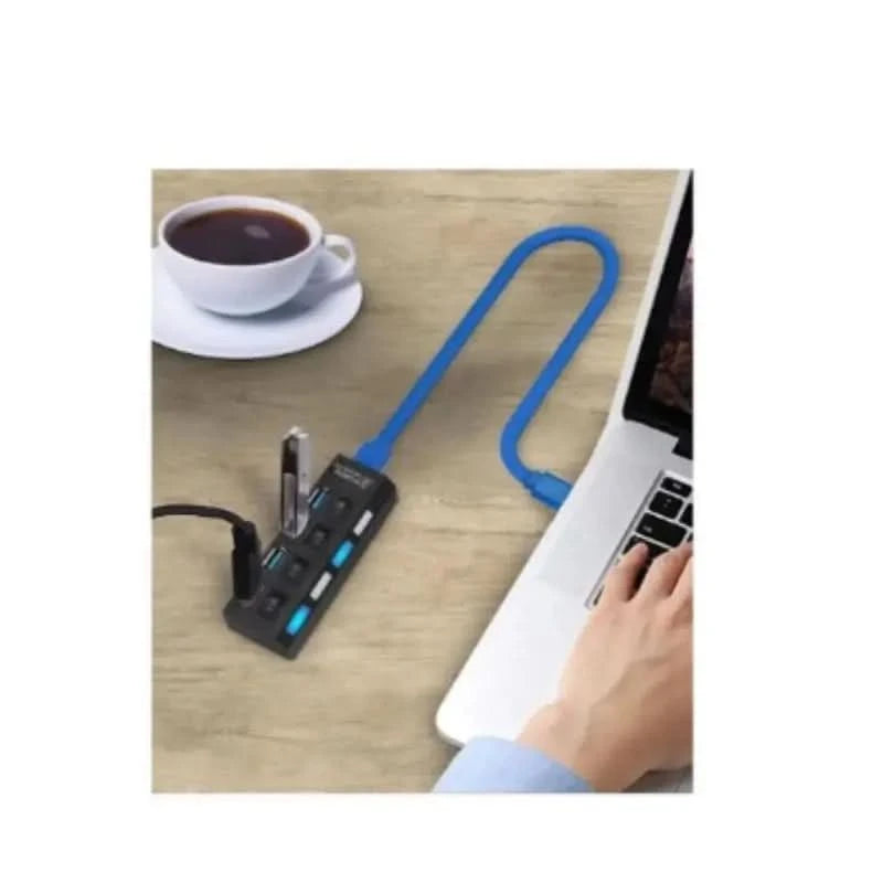 High Speed 2.0 USB 4 Inputs USB Hub with On/Off Button