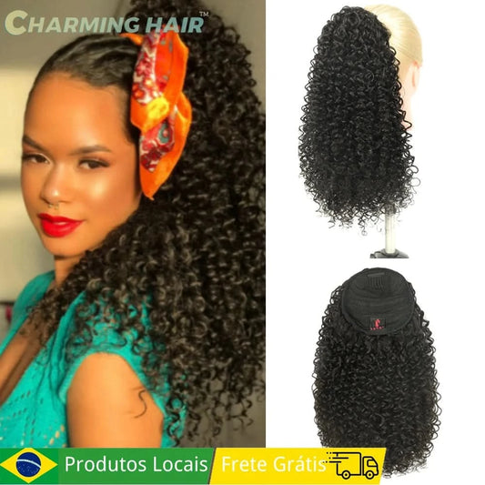 Kurze Pferdeschwanz Tiefe Wellen Hochwertiges Organisches Proteinfaserhaar Afro Locken 60cm100g "PATRICIA"-MODE