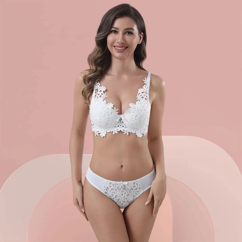 Z&D Lingerie Conjunto Com Renda Com Bojo e Aro 6681