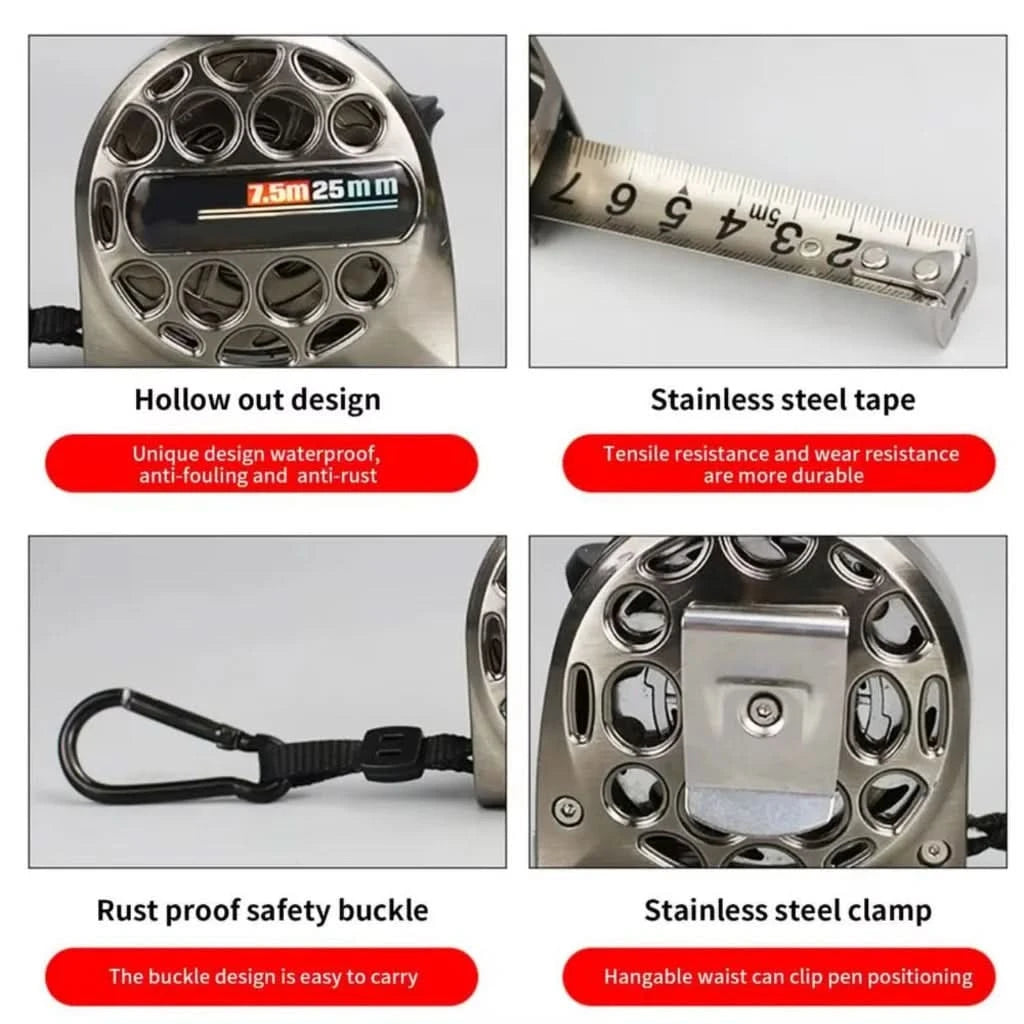 High Precision Stainless Steel Tape Measure 3M 5M 7.5m Durable Compact Tool for Professional and Household Measurement