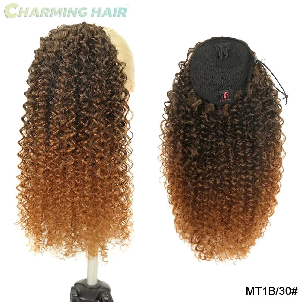 Rabo de Cavalo Curtos Ondas Profundas Cabelo Fibra Proteica Orgânica de Alta Qualidade Afro Cacheado 60cm100g "PATRICIA"-MODA