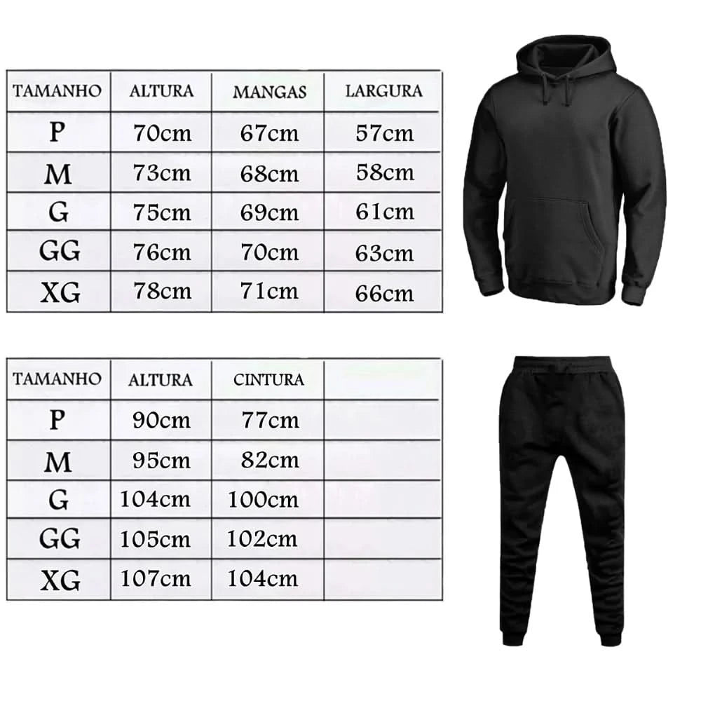 Blusa de Moletom Masculino Casual Liso Básico Branca e Preta do P ao G1