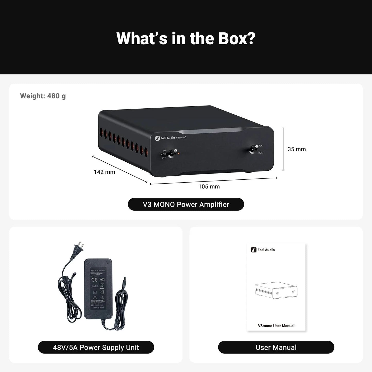 Fosi Audio V3 Mono Power Amplifier TPA3255 240W Subwoofer Amplifier PFFB Class D Mini HIFI Amp For Home