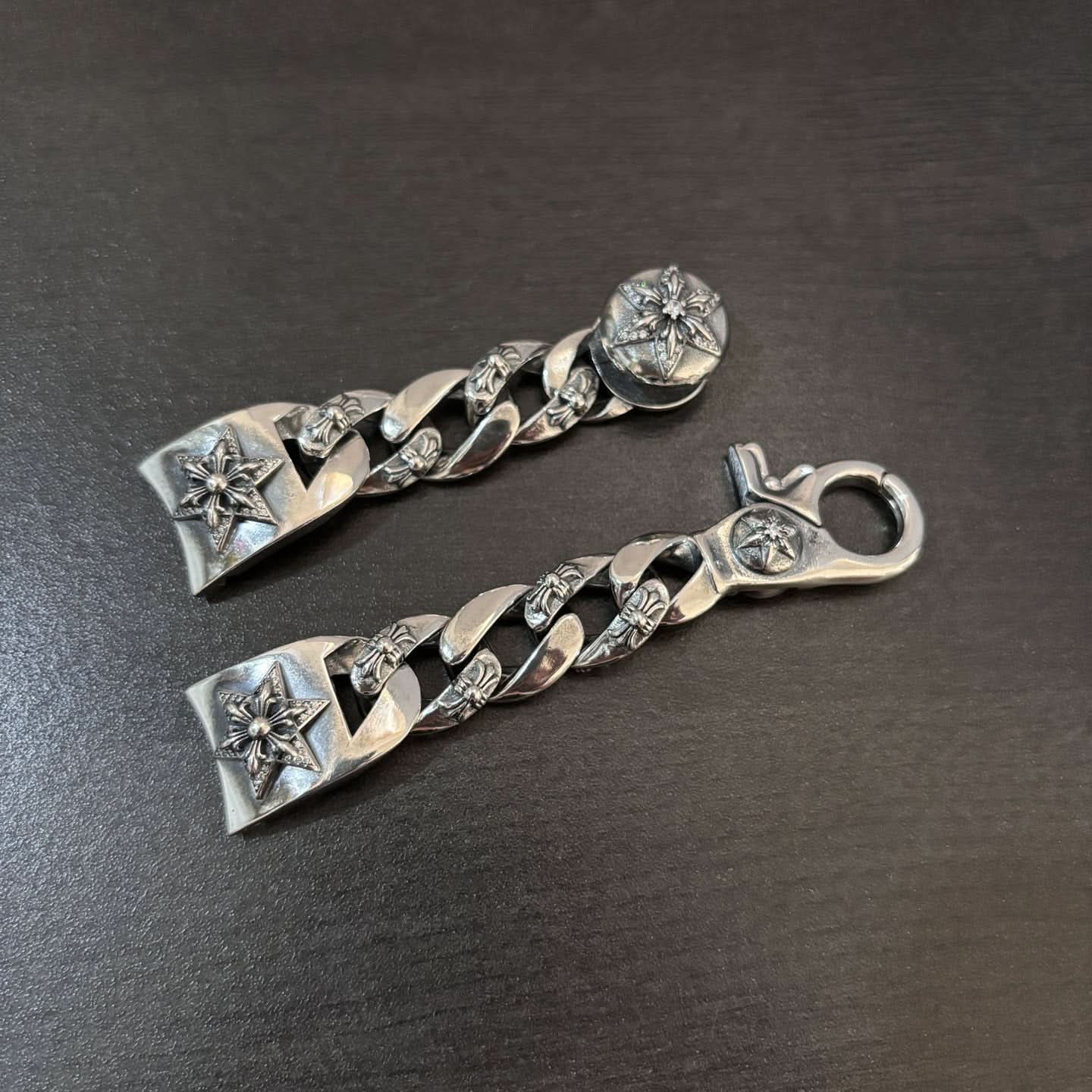 Silver Plated Rhinestone Hexagram Watch Band for Men, Fashionable and Unique Retro Punk Style Buckle Strap, Unisex Universal Stylish Design