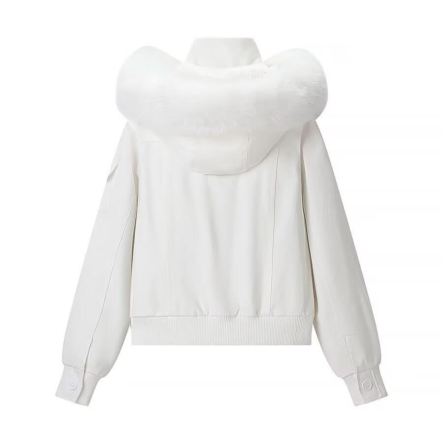 Detachable fur collar hooded cotton jacket