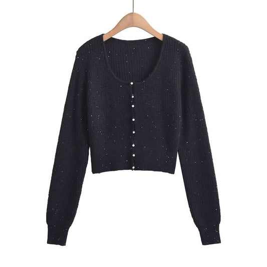 Einfarbiger langärmliger Pullover mit Rundhalsausschnitt