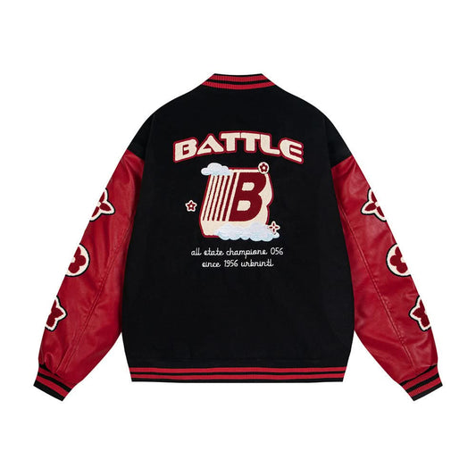 Color blocked patchwork baseball jersey