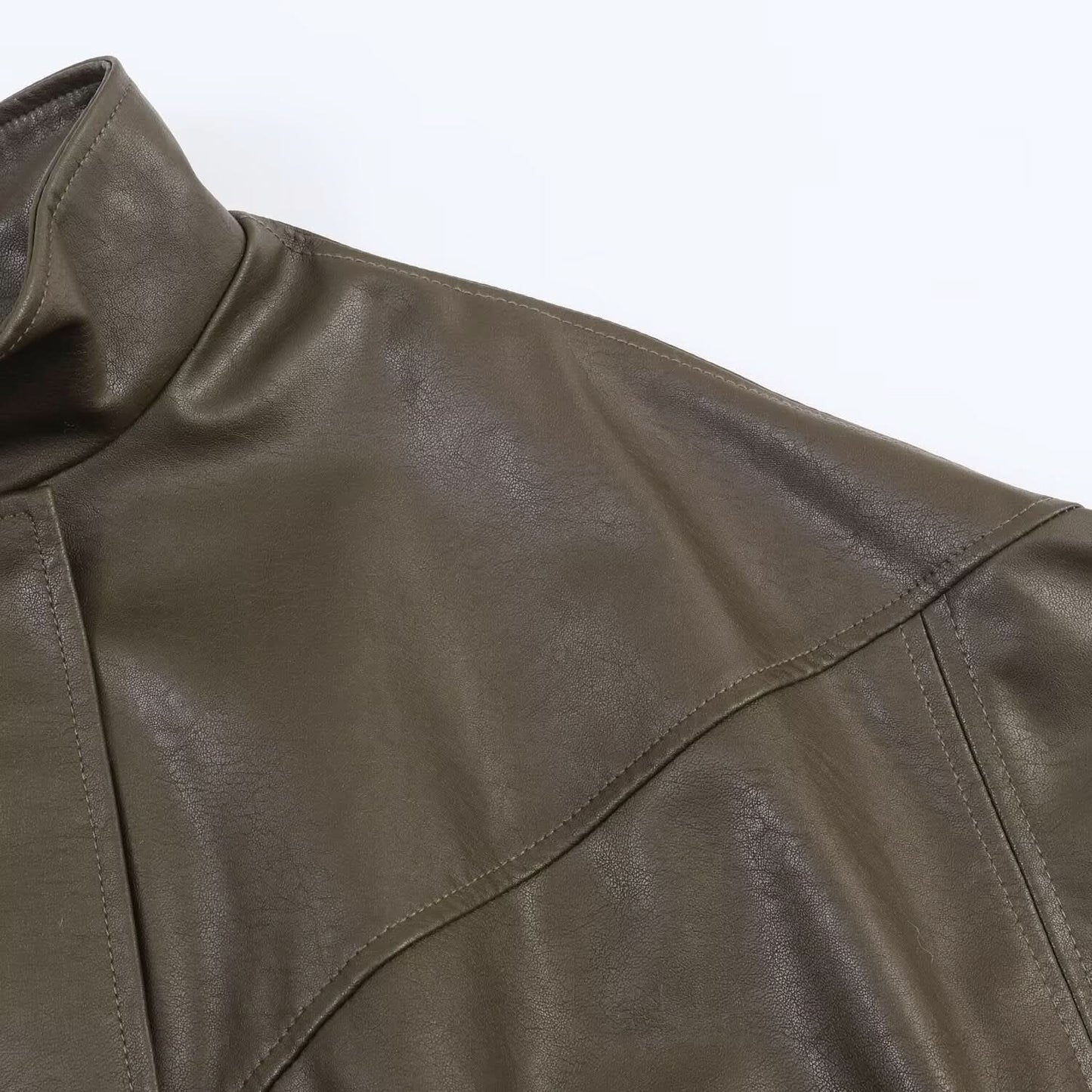 Stehkragen-Pilotenjacke aus Kunstleder
