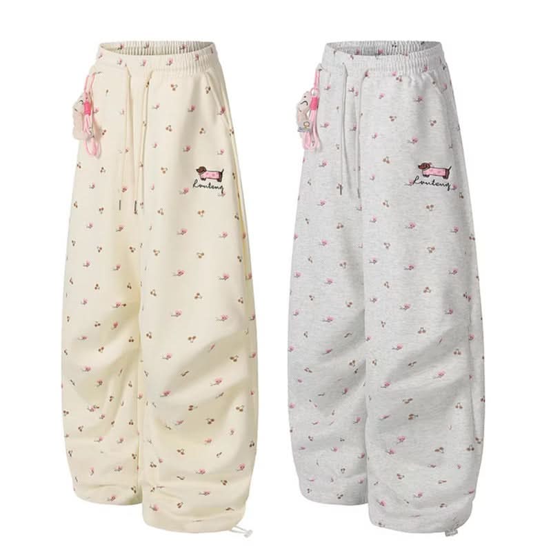 Drawstring Pendant Wide-Leg Pants for Women Casual Loose Slimming Trousers