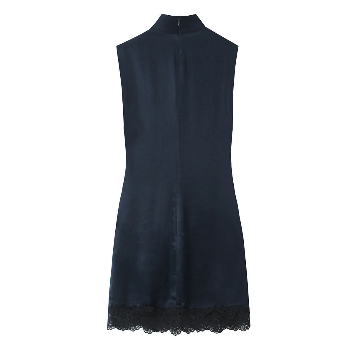 Minikleid aus Satin mit Spitzen-Patchwork und Textur