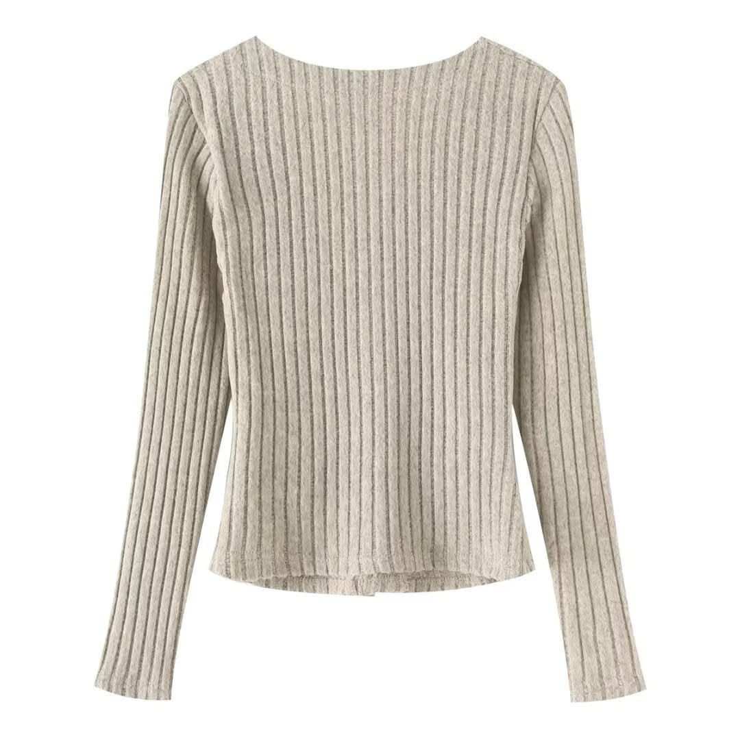 Wrinkled waist slimming long sleeved top