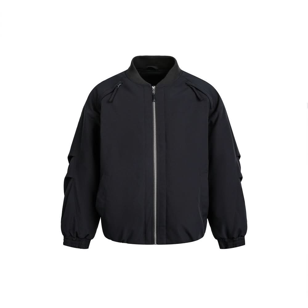 Baumwoll-Baseballjacke mit lockerem Stehkragen