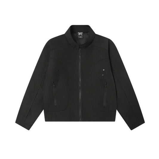 Solid color workwear stand up collar zipper jacket