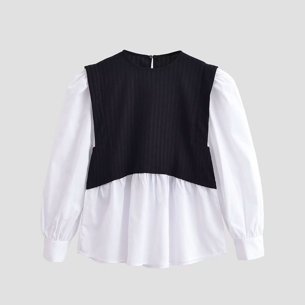 Color-Blocking Fake-Zweiteiler-Top