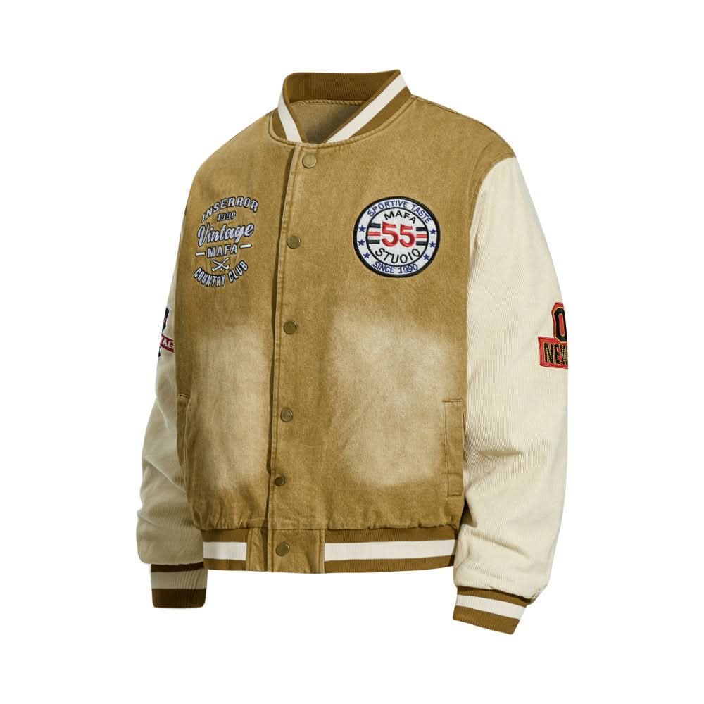 Baseballjacke aus gewaschenem Denim