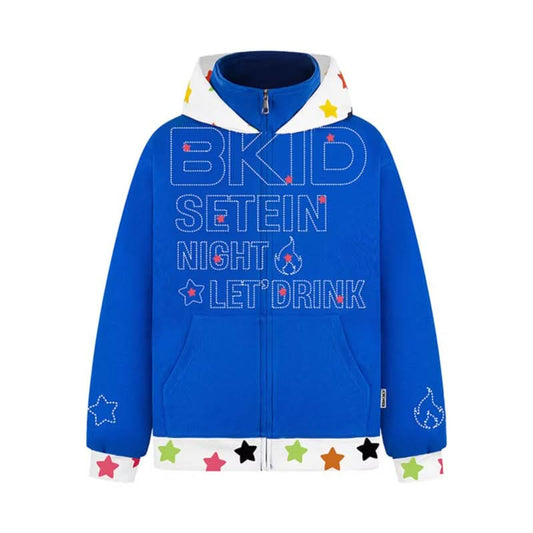 Patchwork Kapuzen-Sweatshirt mit Reißverschluss, locker geschnittenes Oberteil