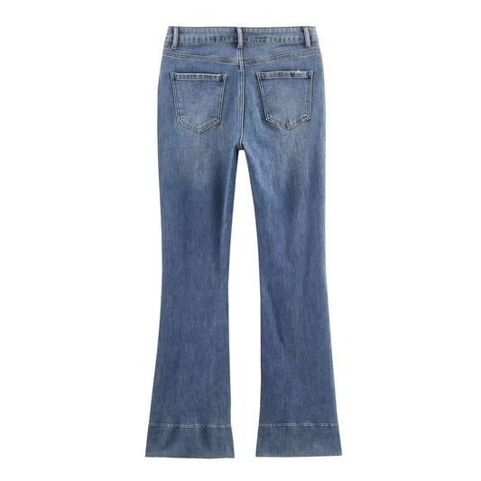 High-Waist-Jeans mit ausgestelltem Bein für Damen