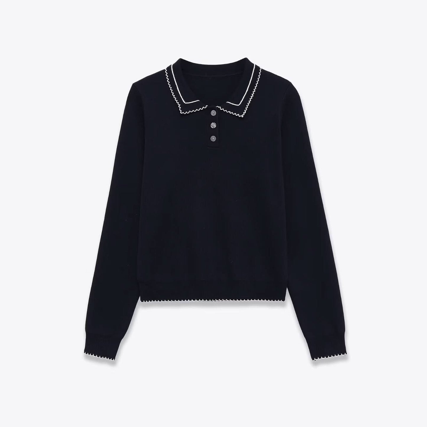 Color blocking stitching long sleeved knitted fabric