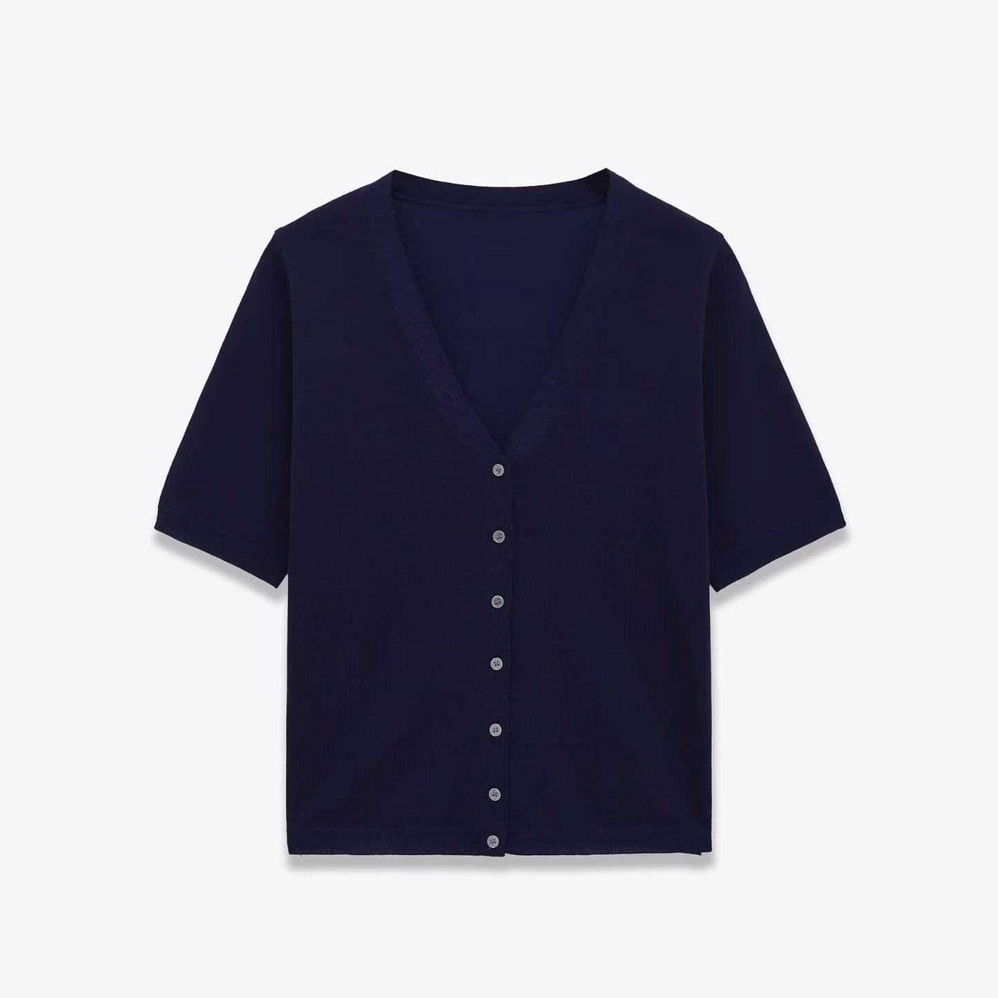 V-neck single breasted thin wool short sleeved jacket for women