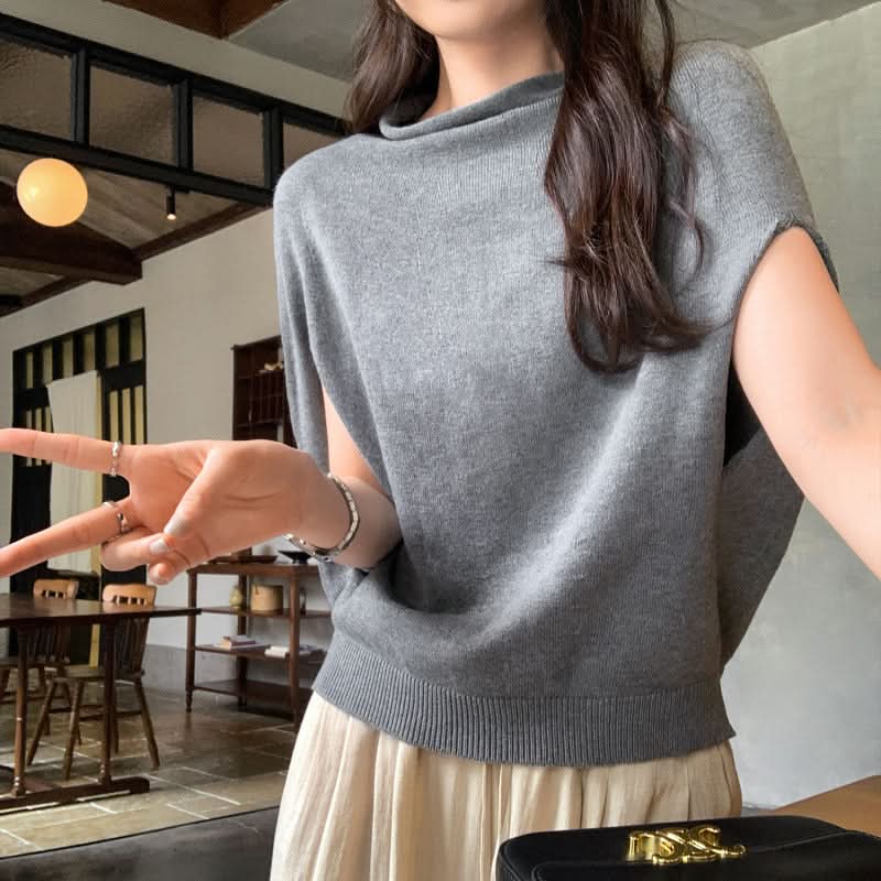 Chic Batwing Sleeve Shawl Knit Sweater for Women, Loose Bohemian Style Cape Top