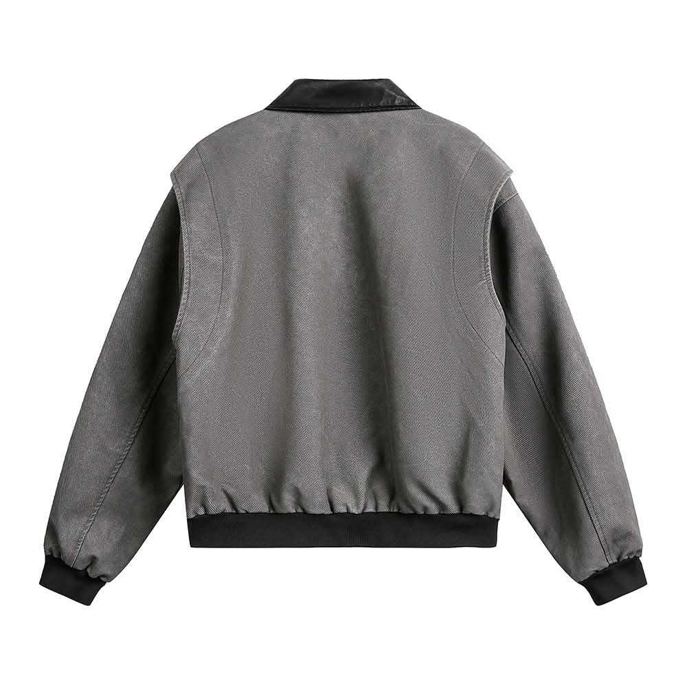 Jacke mit Kontrastkragen aus PU-Leder