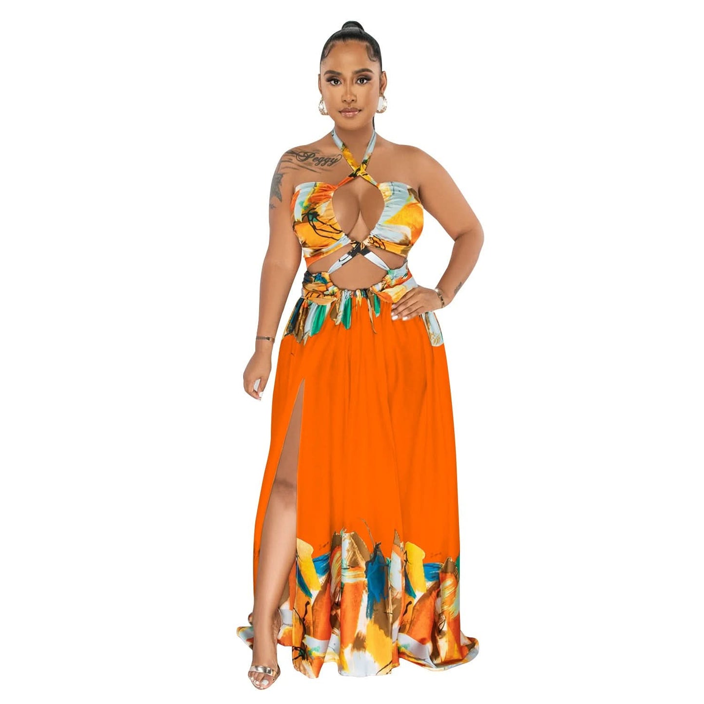 Fashion Women's Tie-front Sleeveless Wrap Bodycon Long Dress