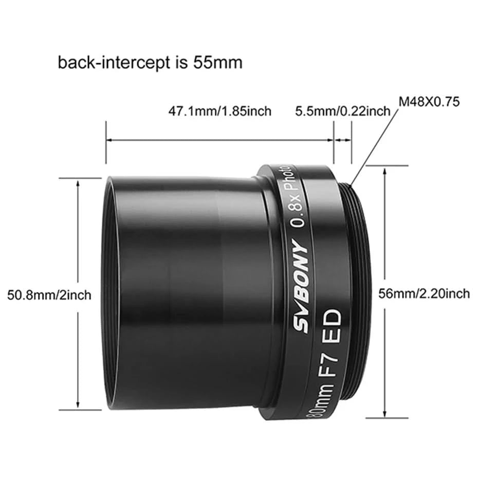 Svbony SV193 2 Inch 0.8X Field Flattener Focal Reducer Telescope Accessory for SV503 80/102mm ED Telescope