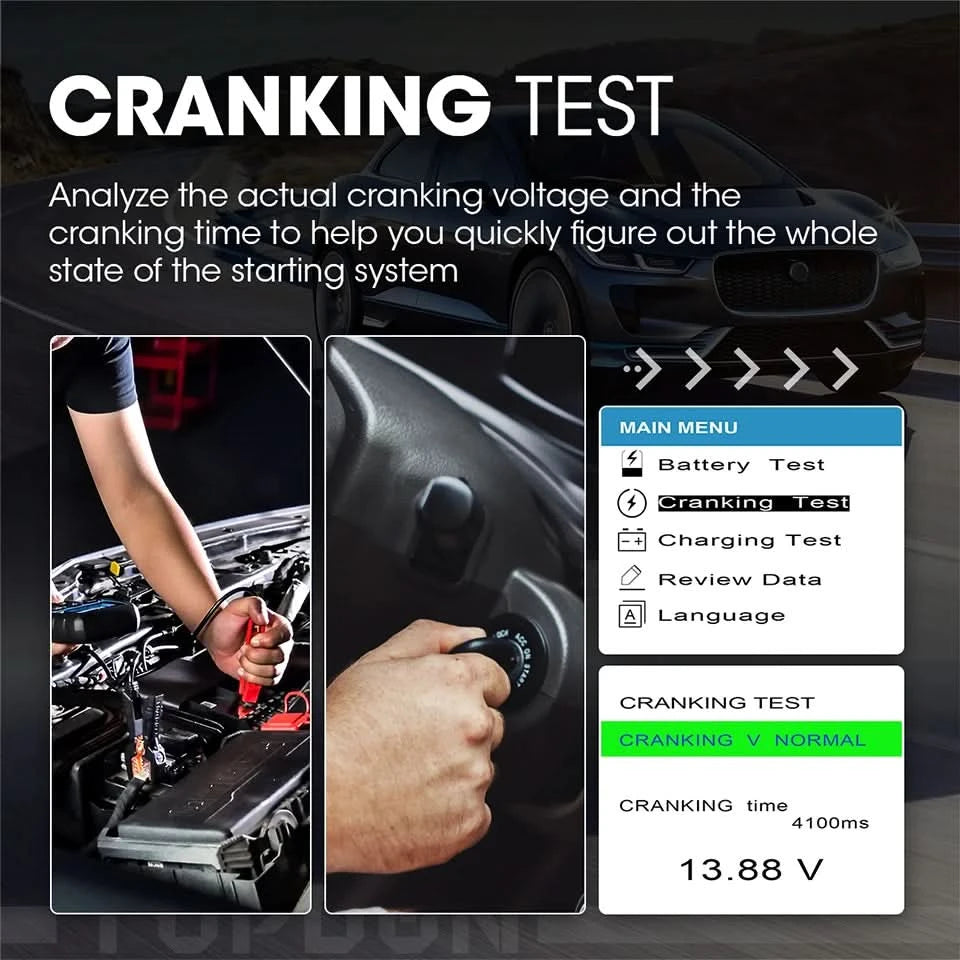 TOPDON BT200 12V 24V Car Battery Tester Battery Load Tester Battery Analyzer Car Truck Mechanics Repair Auto Diagnostic Battery