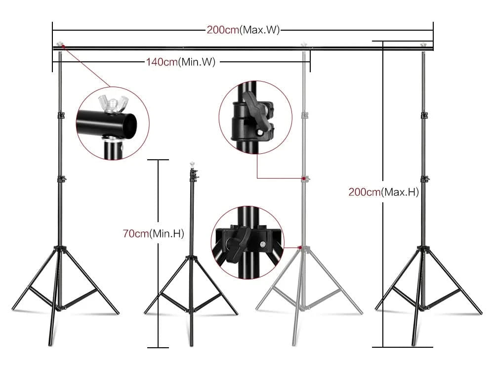 SH Photography Background Backdrop Stand Support Picture Canvas Frame System Kit With Carry Case For Muslin Photo Video Studio