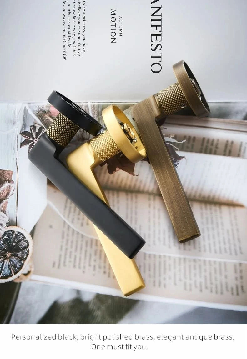 Dooroom Brass Door Lever Mute Black Gold Interior Bedroom Bathroom Wood Door Lock Set Dummy Handle Knob