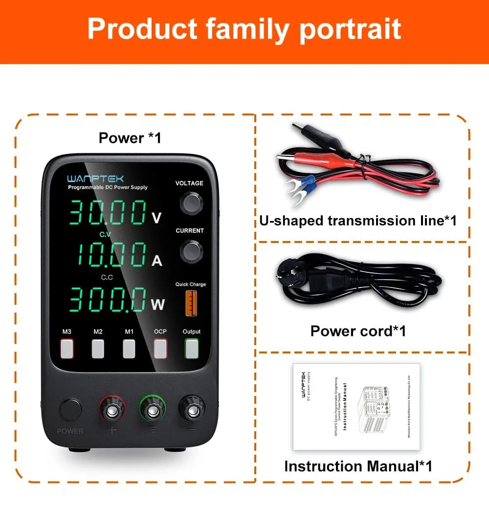 Wanptek Adjustable DC power supply 30V 10A 60V 5A Lab Bench Power Source Stabilized Power Supply Voltage Regulator Switch 220V