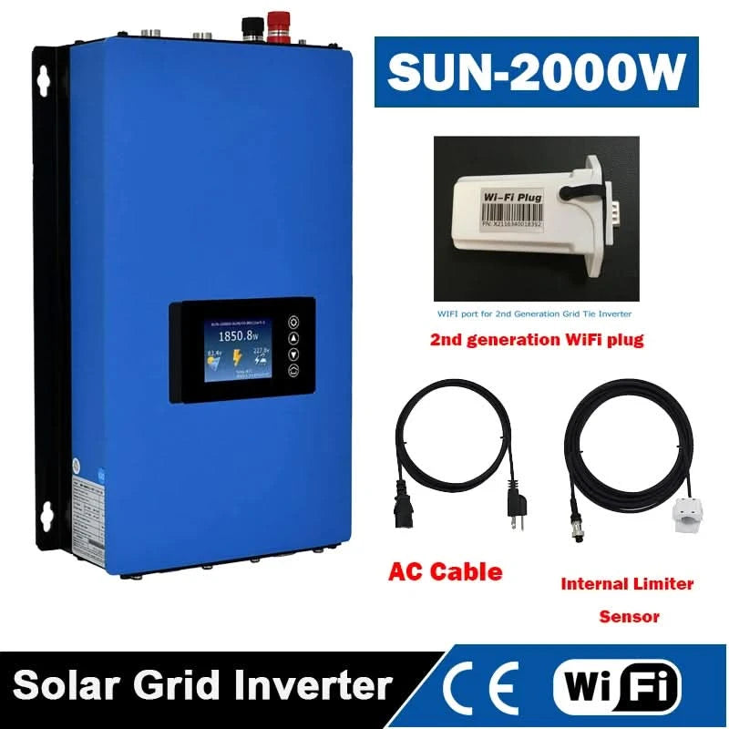 Y&H 2000W Solar Grid Micro Inverter Battery Discharge Power Mode With Limiter Sensor PV DC 45-90V AC 220V MPPT Solar Converter