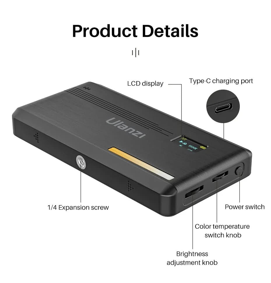 Ulanzi VIJIM VL81 VL200 3200k-5600K Dimmable Mini LED Video Light for Smartphone SLR Camera Rechargable Vlog 3000mAh Fill Light