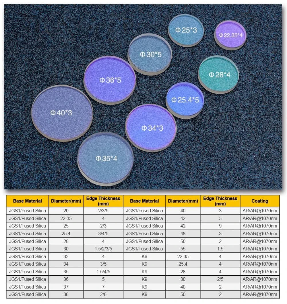 Cloudray 10Pcs Hot Sale Size Optical Laser Protective WIndows 18*2 27.9*4.1 30*5 37*7 1064nm Quartz Fused Silica for Laser Head