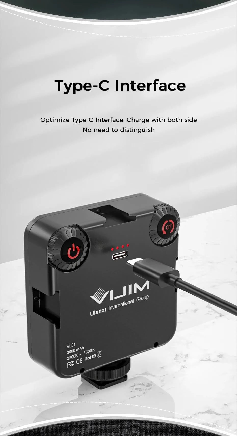 Ulanzi VIJIM VL81 VL200 3200k-5600K Dimmable Mini LED Video Light for Smartphone SLR Camera Rechargable Vlog 3000mAh Fill Light