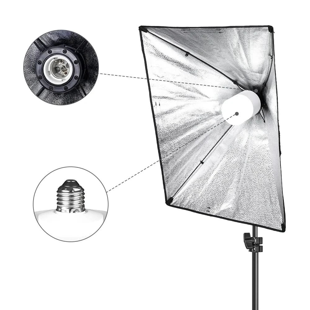 Studio Kit Photo Softbox Light Box Lighting Single Led Lamp with Tripod Photography Shooting Soft Box Flash E27 Accessories