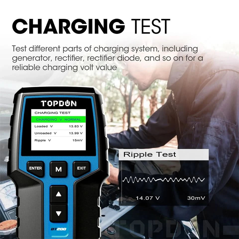 TOPDON BT200 12V 24V Car Battery Tester Battery Load Tester Battery Analyzer Car Truck Mechanics Repair Auto Diagnostic Battery