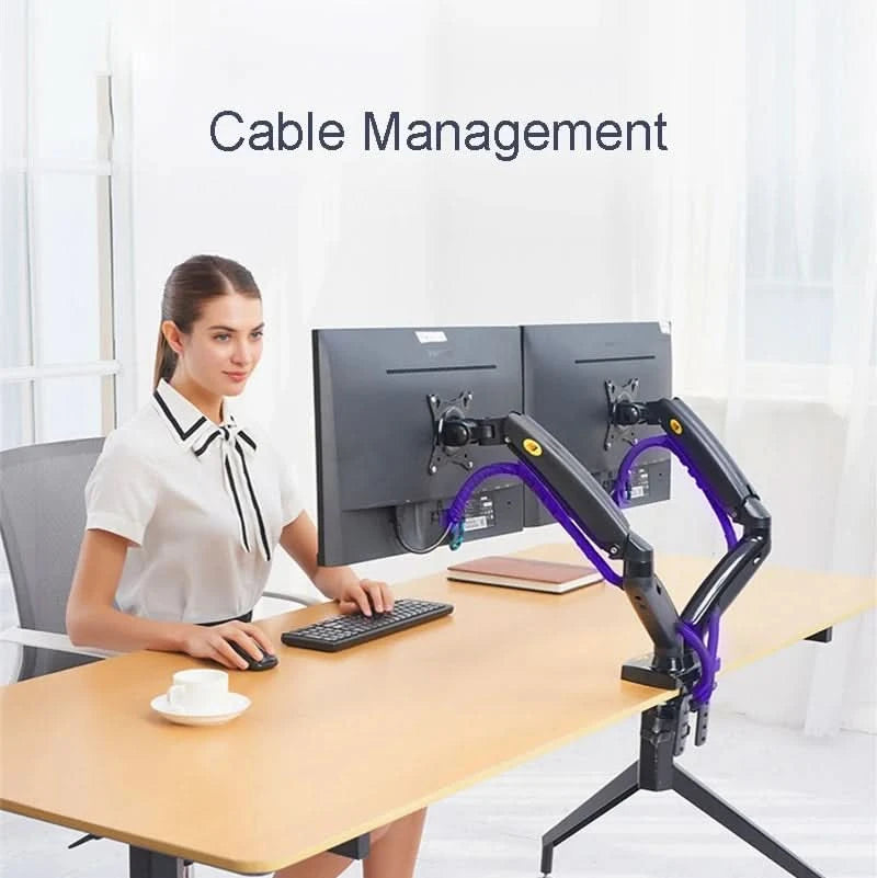 White Color Dual Arm Monitor Support 17-30 Inch  Mount Bracket Holder Load 2-9 Kgs Each NB F160